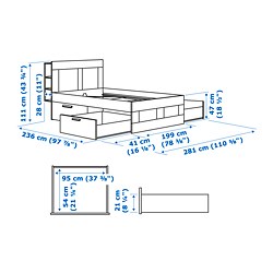 Measurement Illustration - BRIMNES bed King with headboard