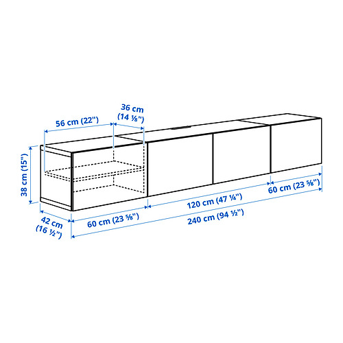 Measurement Illustration - BESTÅ TV bench with doors