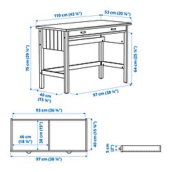 Ilustración de medidas - BRYTNING escritorio+silla