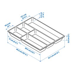 Ilustración de medidas - UPPDATERA bandeja para cubiertos