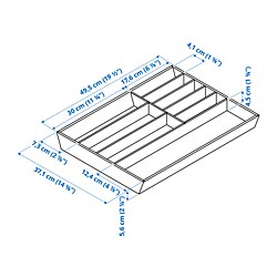 Ilustración de medidas - UPPDATERA bandeja para cubiertos