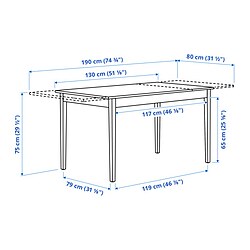 Measurement Illustration - NÄSINGE extendable dining table