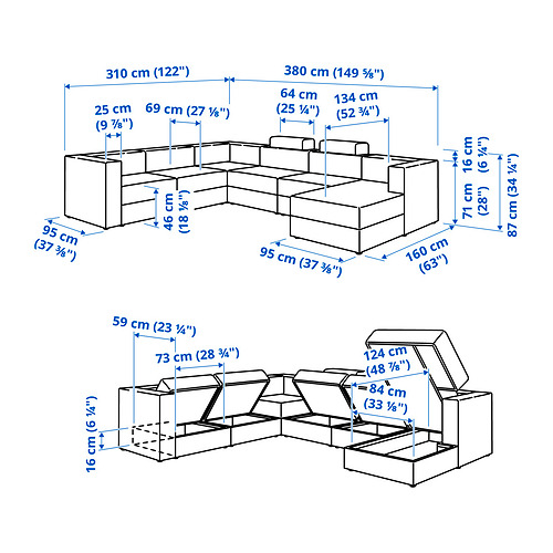 JÄTTEBO, U-shaped modular sofa 7 seat with chaiselongue. 9 of 9 open dialog
