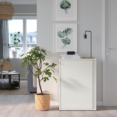 Mueble moderno con estantes ajustables; Ideal para pasillos/baños/balcones. Estampados botánicos, cesta de plantas, luz.