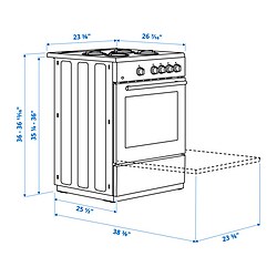 Measurement Illustration - ÖRMINGE range with gas cooktop