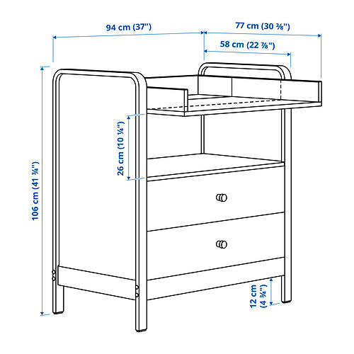 Illustration with measurements for the product: ÄLSKVÄRD.