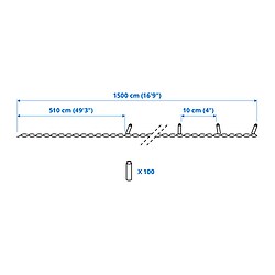 Measurement Illustration - GETKÅL LED lighting chain