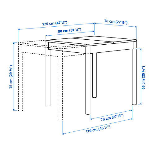 TONSTAD / VIHALS, extendable table and 2 chairs. 7 of 9 open dialog