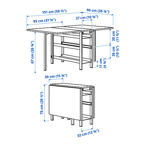 VIHALS, drop leaf dining table and 4 foldable chairs. 8 of 8 open dialog