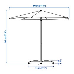 Measurement Illustration - HÖGÖN/IGGÖN umbrella with base