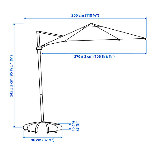 HÖGÖN / IGGÖN, hanging umbrella with base. 5 of 5 open dialog