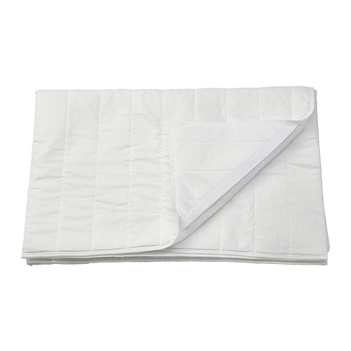 Protector de colchón acolchado LUDDROS blanco con correas elásticas.