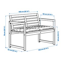 Ilustración de medidas - NÄMMARÖ banco+respaldo+cojines