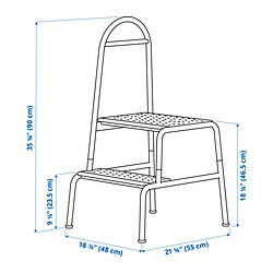 Ilustración de medidas - BÄSINGEN taburete+barandilla, 2 escalones