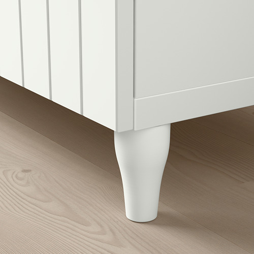 Pata de banco de tv BESTÅ blanca en el suelo; Elegante, resistente.