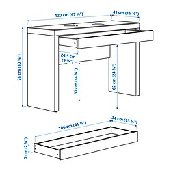 Measurement Illustration - MALM dressing table
