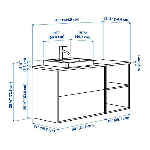 HAVBÄCK / ORRSJÖN, Mueble lavamanos con gavetas y llave DALSKÄR,. 8 de 8 abrir diálogo