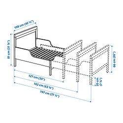 Ilustración de medidas - SUNDVIK cama extensible 