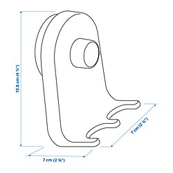 Measurement Illustration - ÖBONÄS triple hook with suction cup