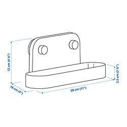 Measurement Illustration - ÖBONÄS wall shelf with suction cup