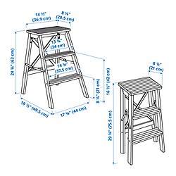 Ilustración de medidas - BEKVÄM escalera de mano con 3 peldaños