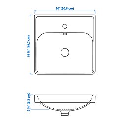 Measurement Illustration - ORRSJÖN semi-recessed sink