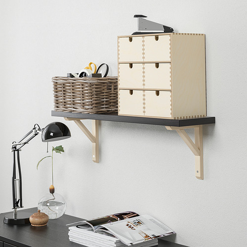 Estantería de pared para exponer artículos, con una carga máxima de 10 kg. Tiene un borde biselado y liso, adecuado para varias habitaciones.
