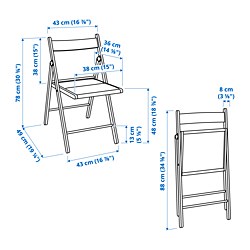 Ilustración de medidas - FRÖSVI silla plegable