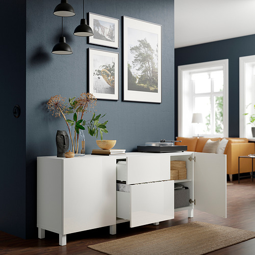 BESTÅ, sideboard with drawer runner, push-open. 2 of 9 open dialog