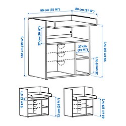 Ilustración de medidas - SMÅSTAD cambiador/escritorio