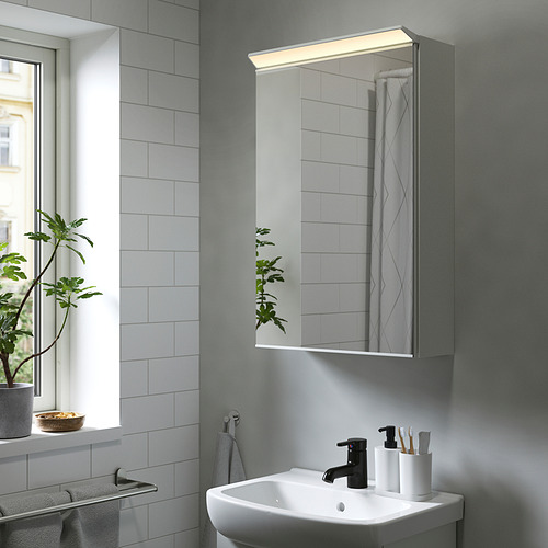 TREASJÖN, mirror cabinet with 1 door & integrated light,. 2 of 6 open dialog
