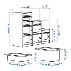 Ilustración de medidas - TROFAST combinación de almacenaje con cajas
