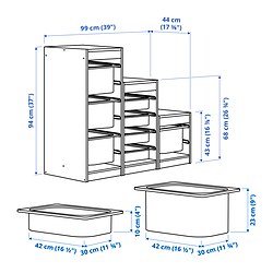 Measurement Illustration - TROFAST storage combination with boxes