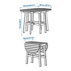 Measurement Illustration - ASKHOLMEN gateleg table outdoor
