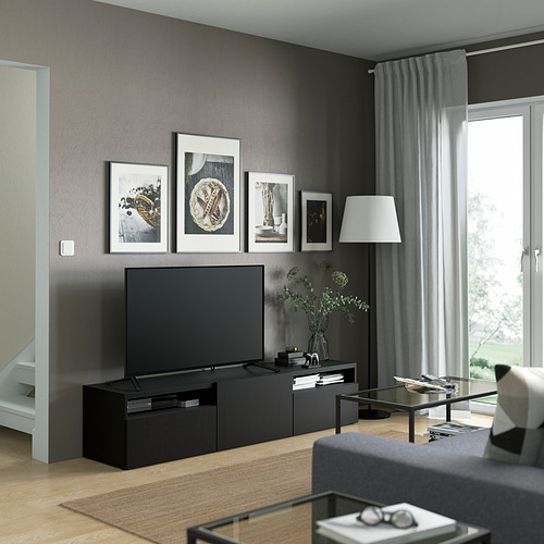 BESTÅ, TV unit with drawer runner, push-open. 3 of 11 open dialog
