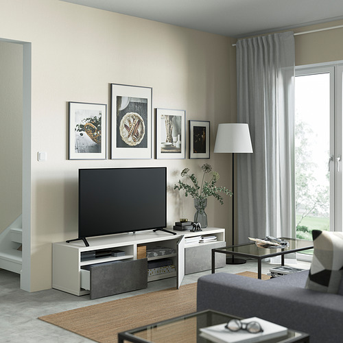BESTÅ, TV unit with drawer runner, push-open. 2 of 8 open dialog