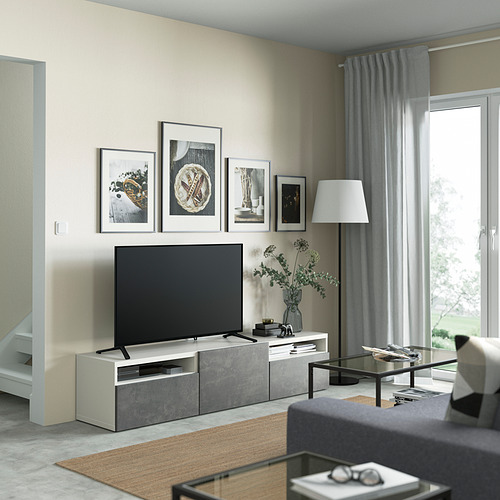 BESTÅ, TV unit with drawer runner, push-open. 3 of 8 open dialog