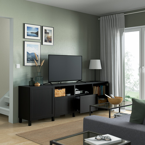 BESTÅ, TV bench with drawer runner, push-open. 2 of 8 open dialog