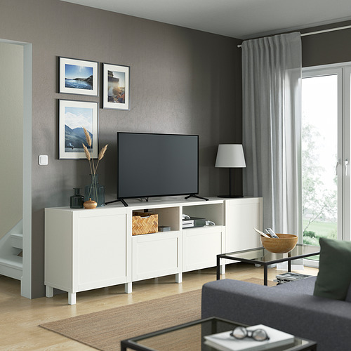 BESTÅ, TV bench with drawer runner, soft-closing. 3 of 8 open dialog