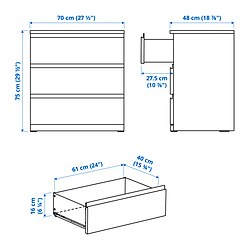 Measurement Illustration - STORKLINTA 3-drawer chest
