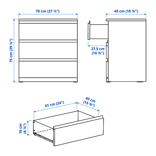 STORKLINTA, 3-drawer chest. 5 of 6 open dialog