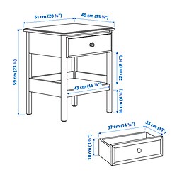 Ilustración de medidas - TYSSEDAL mesa de noche
