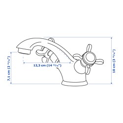Ilustración de medidas - RUNSKÄR llave para lavamanos