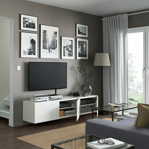BESTÅ, TV bench with doors. 2 of 7 open dialog