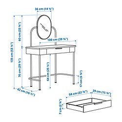 Measurement Illustration - GRÅFJÄLLET dressing table
