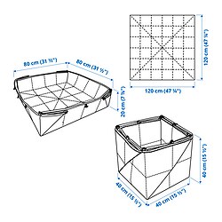Ilustración de medidas - GREJSIMOJS tapete/caja de almacenamiento