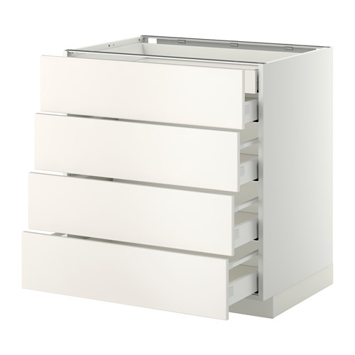Mueble de cocina METOD, blanco, 4 cajones, cuadrado, líneas lisas.