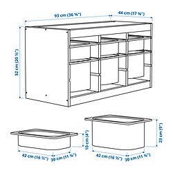 Measurement Illustration - TROFAST storage combination with boxes