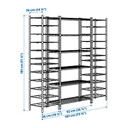 Measurement Illustration - OMAR indoor shelf/bottle shelving unit