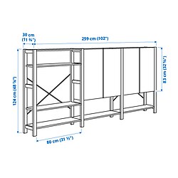 Measurement Illustration - IVAR shelving unit with cabinets